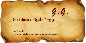 Goldman György névjegykártya